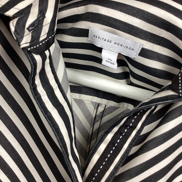 Foxcroft Striped Button Down 3/4 Sleeve Shirt Fitted 10 - Picture 4 of 9